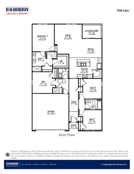 2D floor plan layout of this home in The Lakes at North Glynn, Brunswick, GA (Image 3).