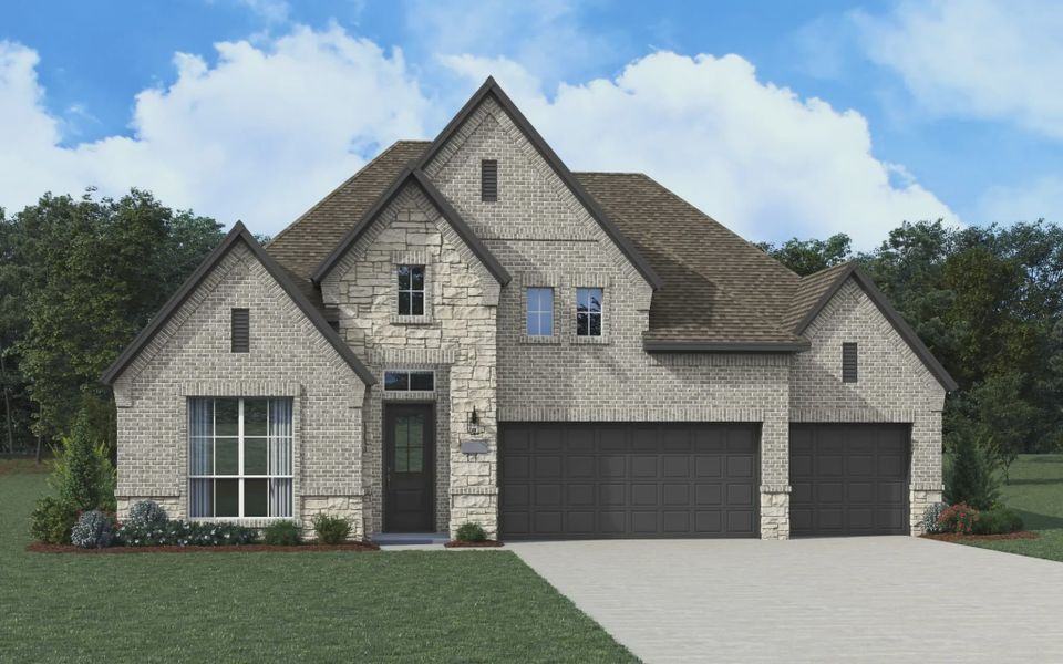Front exterior of a new home in Trinity Falls, McKinney, TX, highlighting curb appeal (Image 13). Front exterior of a new home in Trinity Falls, McKinney, TX, highlighting curb appeal (Image 13).