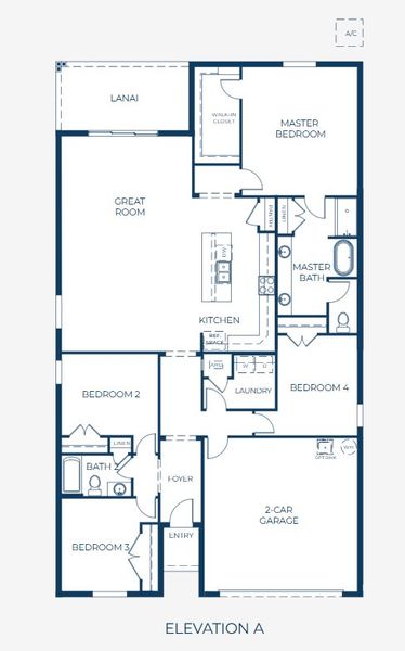 2D floor plan layout for the Miramar by Maronda Homes in Enclave At Seminole Palms, Palm Coast, FL (Image 4).