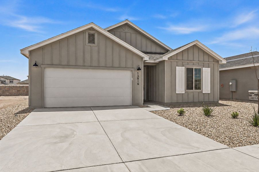 Front exterior of a new home in Summer Sky North, El Paso, TX, highlighting curb appeal (Image 17).