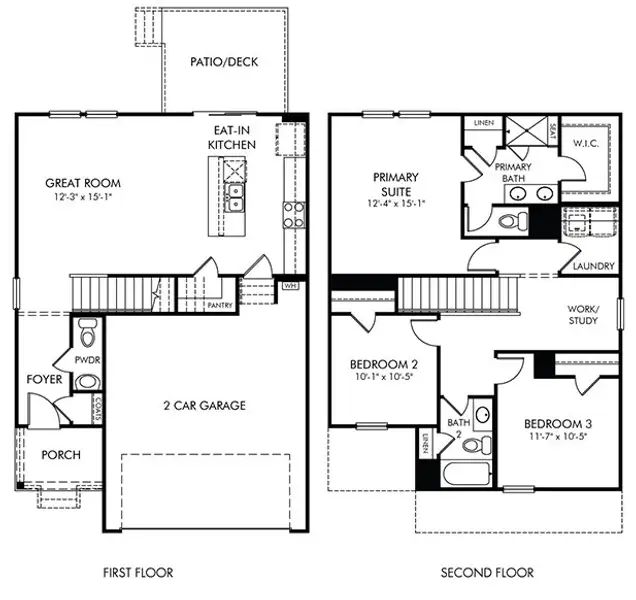 2D floor plan layout of this home in Seattle Crossing, Shelby, NC (Image 3). 2D floor plan layout of this home in Seattle Crossing, Shelby, NC (Image 3).