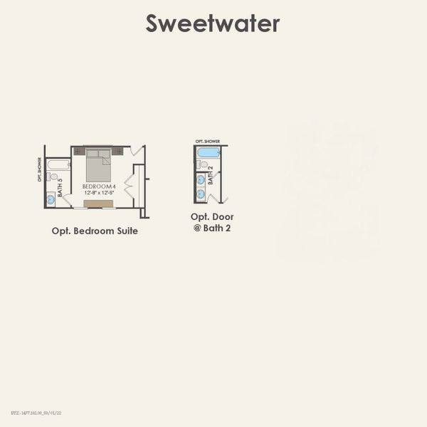 2D floor plan layout for the Sweetwater by Pulte Homes in Treeline, Justin, TX (Image 1). 2D floor plan layout for the Sweetwater by Pulte Homes in Treeline, Justin, TX (Image 1).