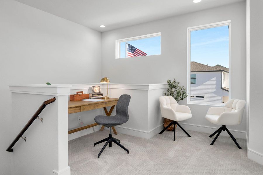 Carpeted office with recessed lighting Carpeted office with recessed lighting