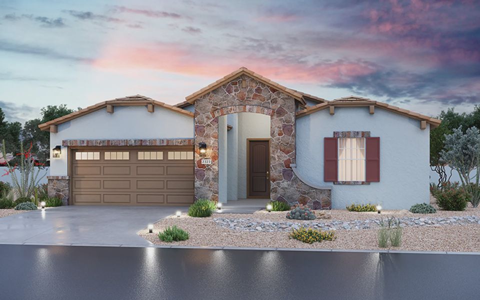 Front exterior of a new home in Forté at Granite Vista, Waddell, AZ, highlighting curb appeal (Image 20).