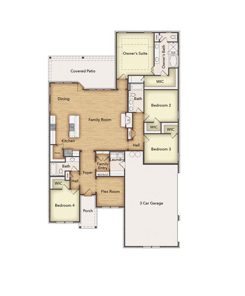 2D floor plan layout of this home in Eagle Ridge Estates, Weatherford, TX (Image 3).
