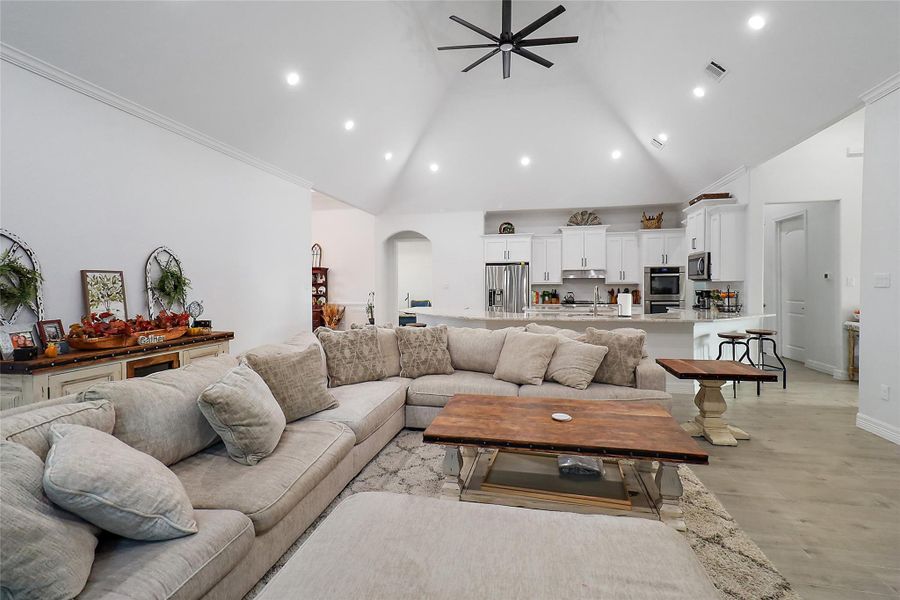 Super spacious living room with huge vaulted ceiling