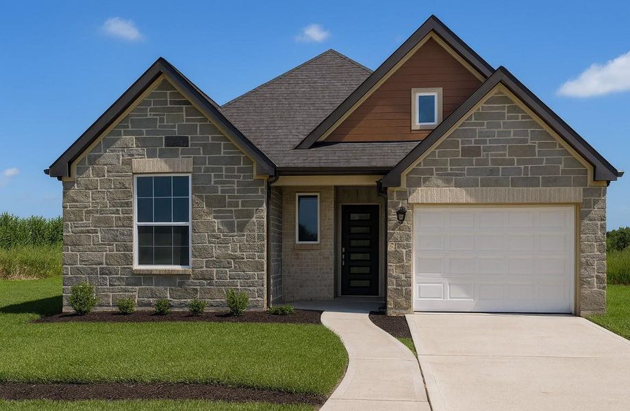 Front exterior of a new home in , Prairie View, TX, highlighting curb appeal (Image 15).