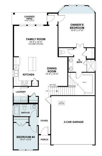 2D floor plan layout of this home in Cascades at Onion Creek, Austin, TX (Image 6).
