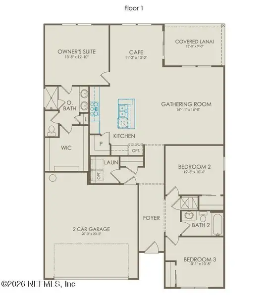 2D floor plan layout of this home in Hyland Trail, Green Cove Springs, FL (Image 3).
