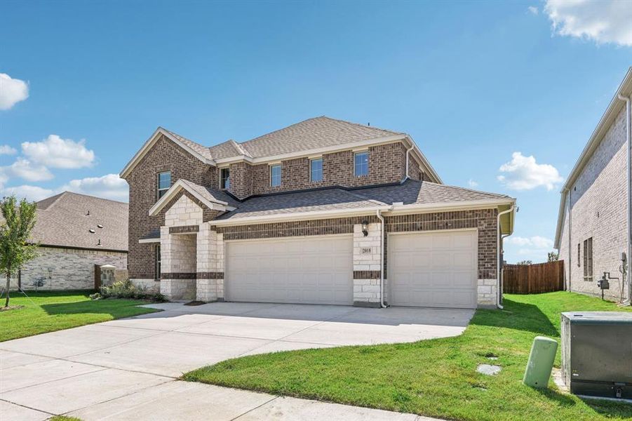 Front exterior of a new home in Windmore, Princeton, TX, highlighting curb appeal (Image 23).