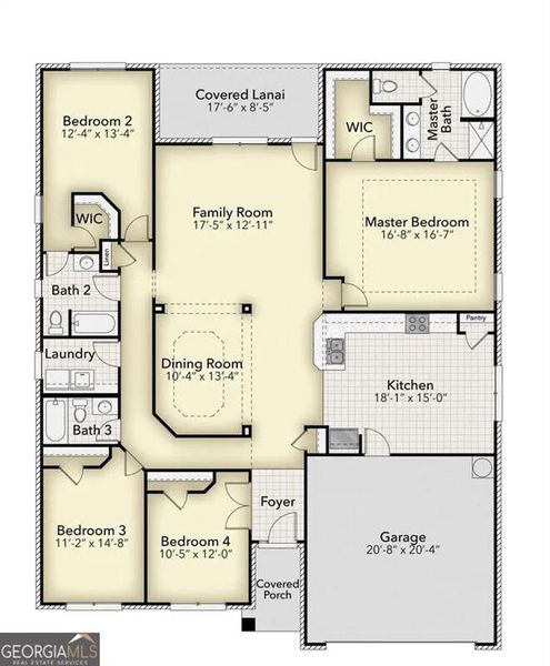 2D floor plan layout of this home in , Williamson, GA (Image 1). 2D floor plan layout of this home in , Williamson, GA (Image 1).