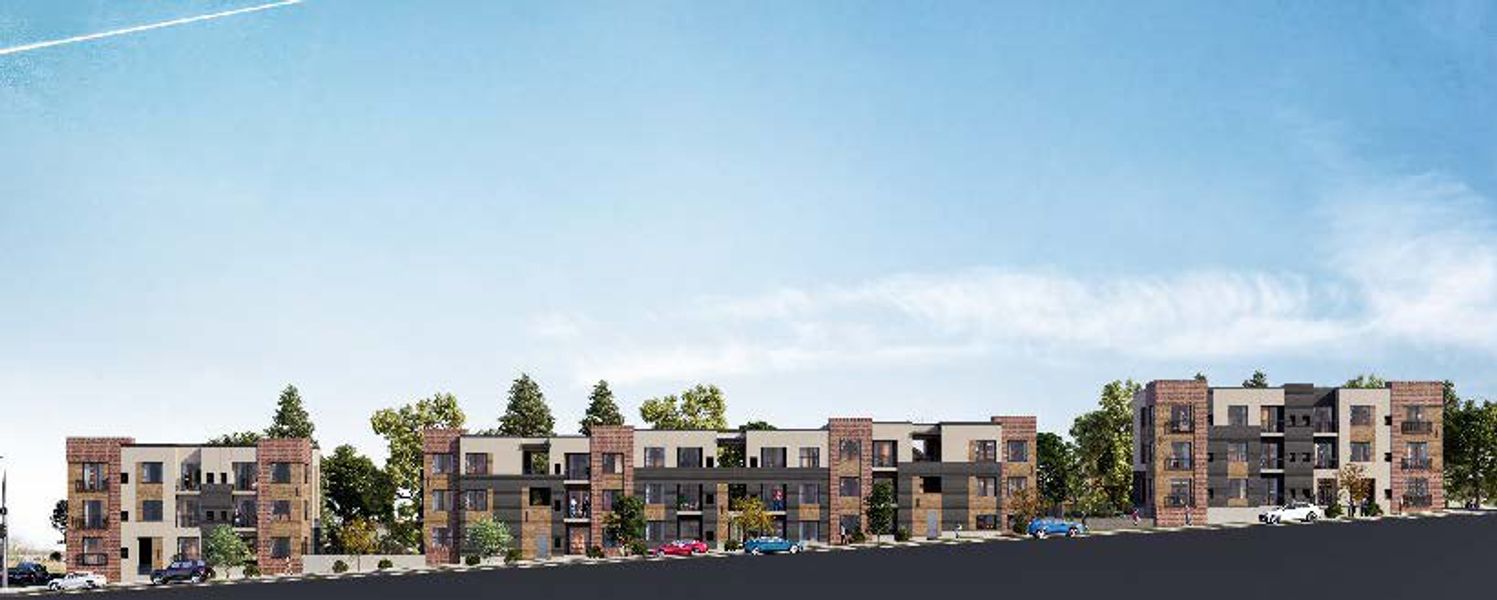 Front exterior of a new home in The Scene at Sloan's Lake, Denver, CO, highlighting curb appeal (Image 9).