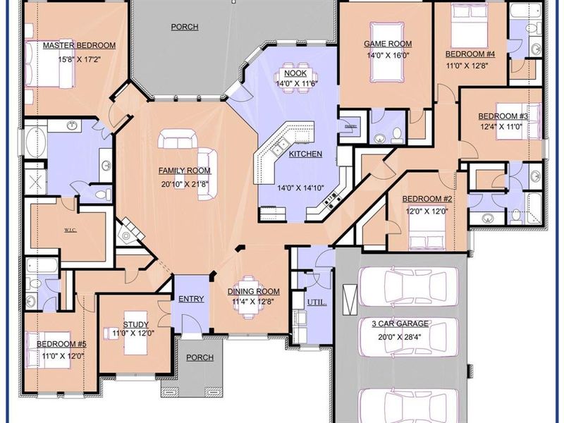 2D floor plan layout of this home in , Waxahachie, TX (Image 5). 2D floor plan layout of this home in , Waxahachie, TX (Image 5).