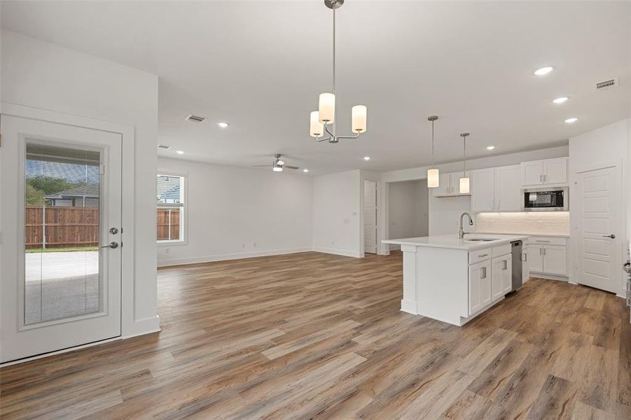 View of living from the dining area