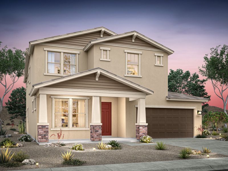 Representative exterior photo of a completed home built from the Patagonia by William Ryan Homes in Alta Vida at Westpark, Buckeye, AZ (Image 3). Representative exterior photo of a completed home built from the Patagonia by William Ryan Homes in Alta Vida at Westpark, Buckeye, AZ (Image 3).