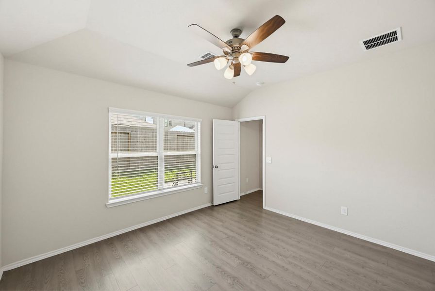 Faux wood blinds are throughout this home.