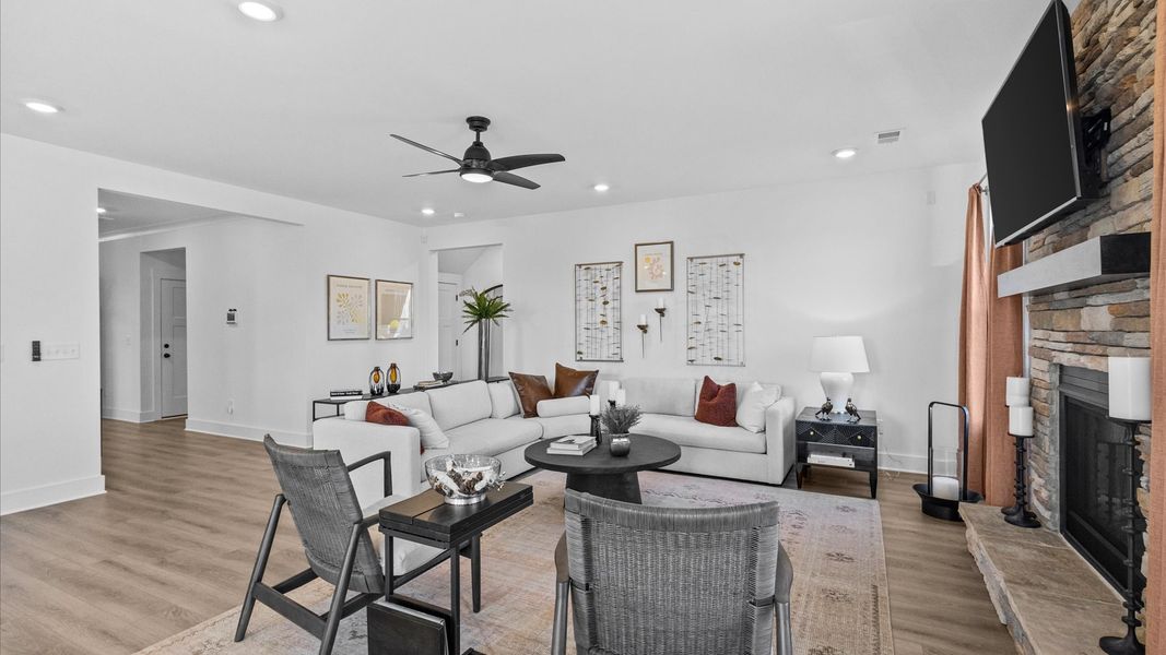 Representative furnished interior of a home built from the Wakefield - Finished Basement by DRB Homes in Pinebrook, Woodruff (Image 8).