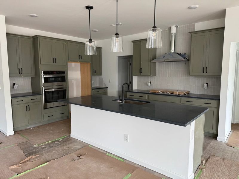 Kitchen featuring the AW Collection® Rosemary - Matte black, light wood, and garden-inspired style.