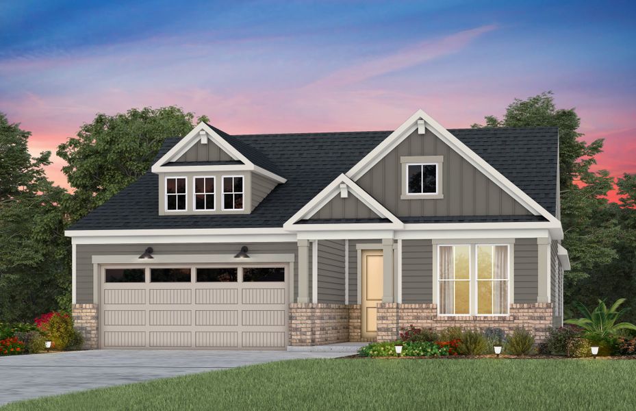 Front exterior of a new home in Kinsdale, Lancaster, SC, highlighting curb appeal (Image 27). Front exterior of a new home in Kinsdale, Lancaster, SC, highlighting curb appeal (Image 27).