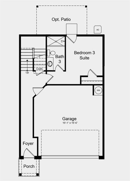 2D floor plan layout of this home in Somerset at Veterans Memorial, Mableton, GA (Image 5).