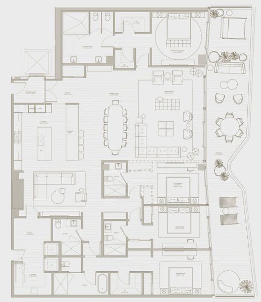 2D floor plan layout for the SKY 03 by Fortune International Group in The Ritz-Carlton Residences, Pompano Beach - The Beach Tower, Pompano Beach, FL (Image 1).