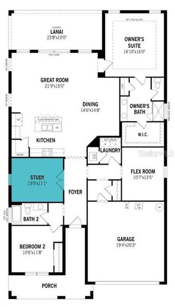 2D floor plan layout of this home in Sunstone at Wellen Park, Venice, FL (Image 4). 2D floor plan layout of this home in Sunstone at Wellen Park, Venice, FL (Image 4).