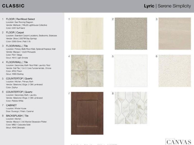 515 Wisteria Street design selections. Home is currently under construction and selections are subject to change.