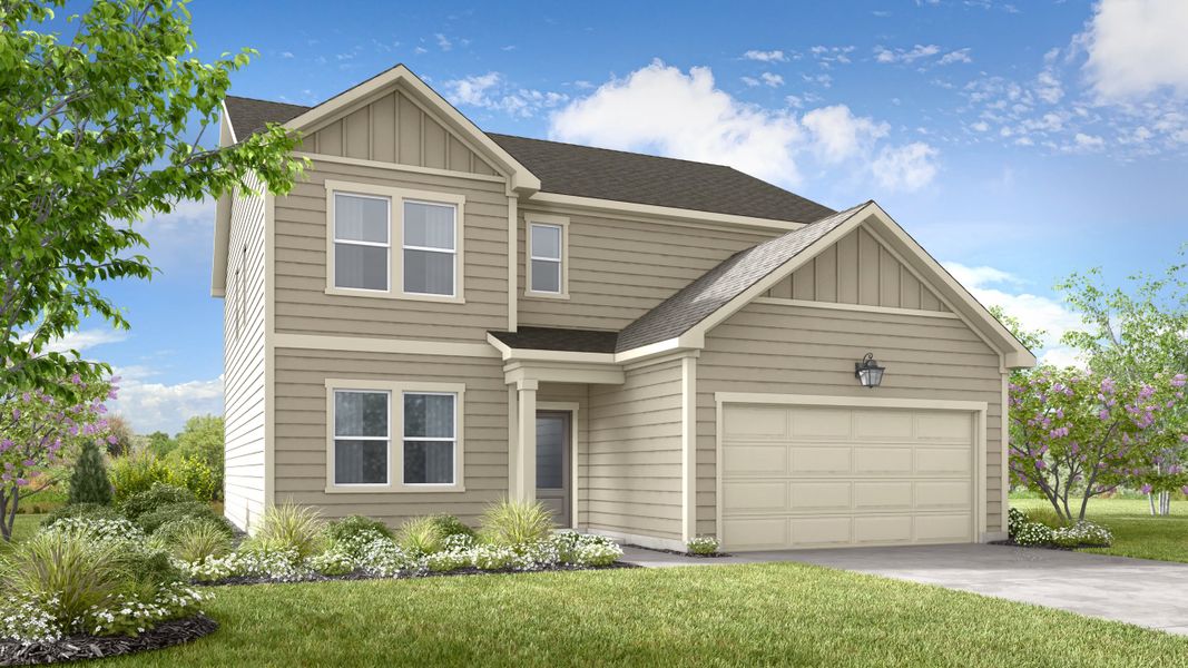 Representative exterior photo of a completed home built from the Liberty by Taylor Morrison in Weatherfield, Buford, GA (Image 1). Representative exterior photo of a completed home built from the Liberty by Taylor Morrison in Weatherfield, Buford, GA (Image 1).