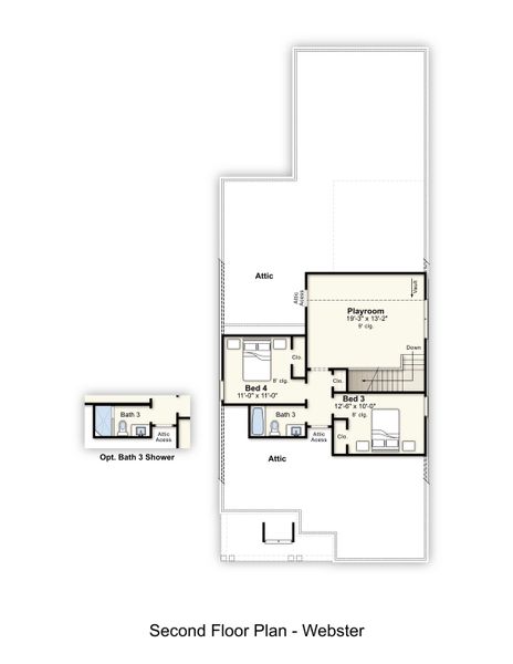 2D floor plan layout for the Webster by Grant & Co in Union Depot, Bartlett, TN (Image 4).