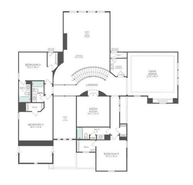 2D floor plan layout of this home in Sienna 80′, Missouri City, TX (Image 4).