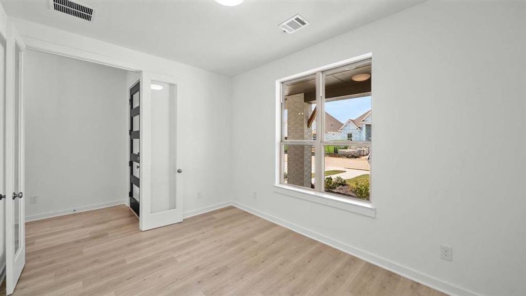 Office with glass double doors