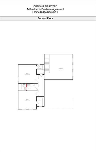 2D floor plan layout of this home in Prairie Ridge at Goodland, Venus, TX (Image 6).