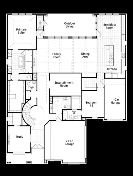 2D floor plan layout for the Lucca by Huntington Homes in Kresston 70s, Montgomery, TX (Image 3).