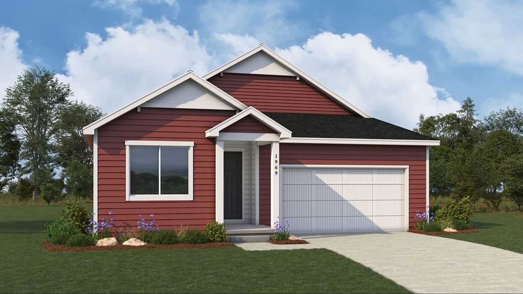 Representative exterior photo of a completed home built from the Milestone by Brightland Homes in Granary, Johnstown, CO (Image 1).