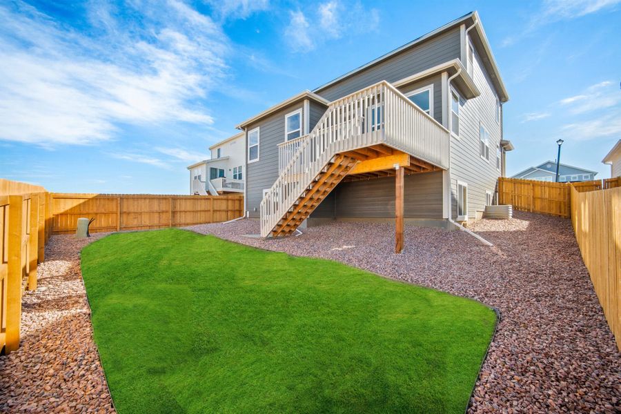 Exterior details and patio area of a home in Ridge at Lorson Ranch, Colorado Springs (Image 3).