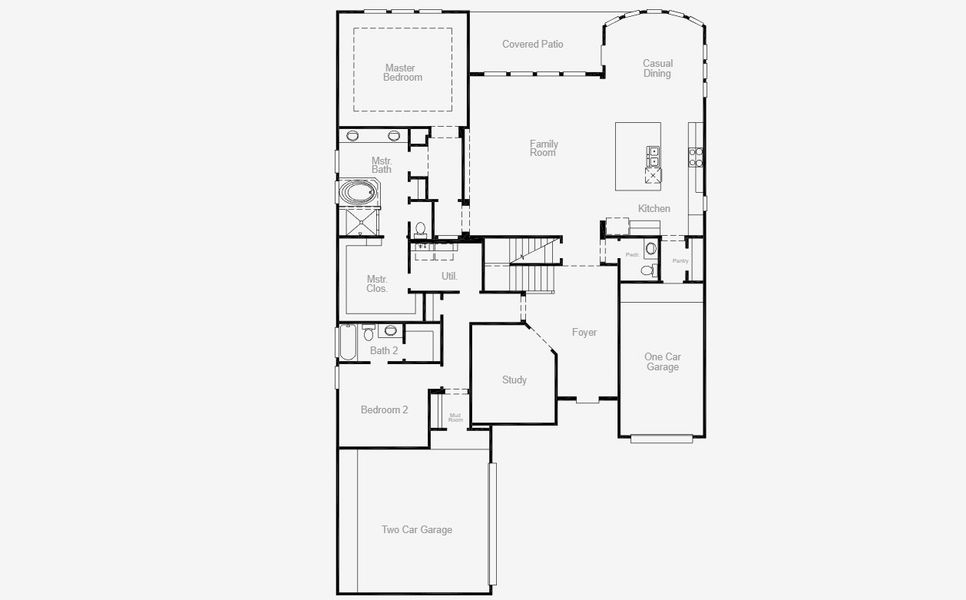 2D floor plan layout for the Claude by Coventry Homes in Painted Tree 60', McKinney, TX (Image 3).