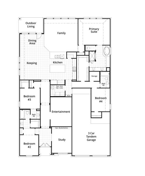 2D floor plan layout for the 216 Plan by Highland Homes in Hallie's Cove, Schertz, TX (Image 5).