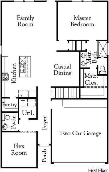 2D floor plan layout for the Reeves by Coventry Homes in The Parklands 50', Schertz, TX (Image 3).