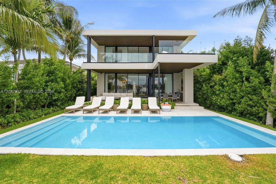 Exterior details and patio area of a home in , Miami Beach (Image 2). Exterior details and patio area of a home in , Miami Beach (Image 2).