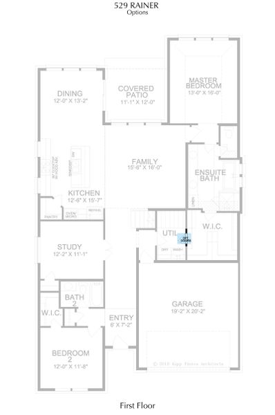 2D floor plan layout for the Rainer by Landon Homes in Lexington Frisco, Frisco, TX (Image 4).
