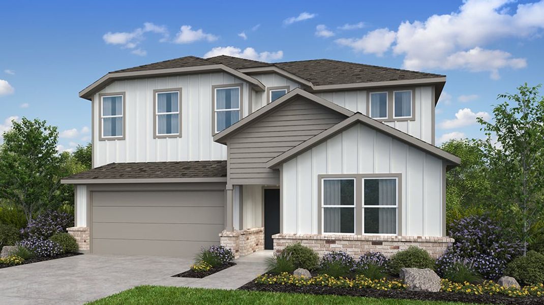 Representative exterior photo of a completed home built from the Round Rock by Taylor Morrison in River Ridge, Crandall, TX (Image 19). Representative exterior photo of a completed home built from the Round Rock by Taylor Morrison in River Ridge, Crandall, TX (Image 19).