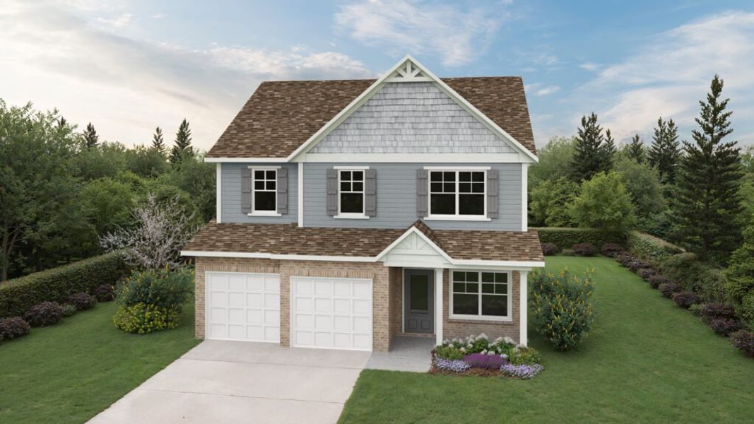 Representative exterior photo of a completed home built from the The Downey by Direct Residential Communities in The Hills at Cedar Creek, Winder, GA (Image 2). Representative exterior photo of a completed home built from the The Downey by Direct Residential Communities in The Hills at Cedar Creek, Winder, GA (Image 2).