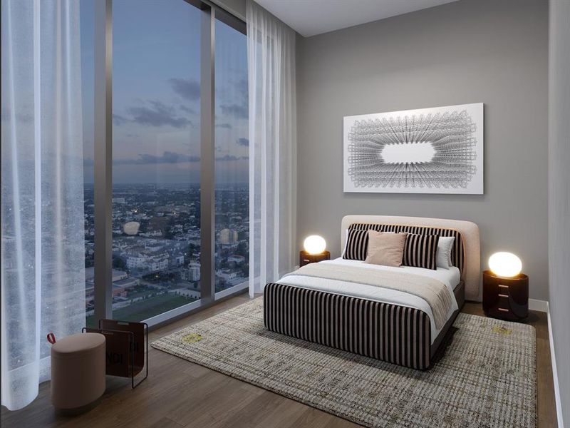 The Residences at The Allen, Houston’s premiere Luxury Condo Tower on Allen Parkway. Fendi furniture virtually staged renderings.