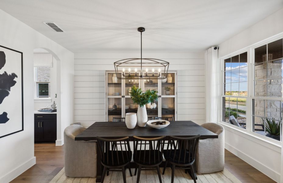 Dining area with large windows