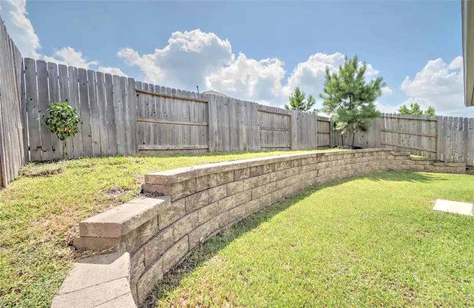 Landscaped back yard.