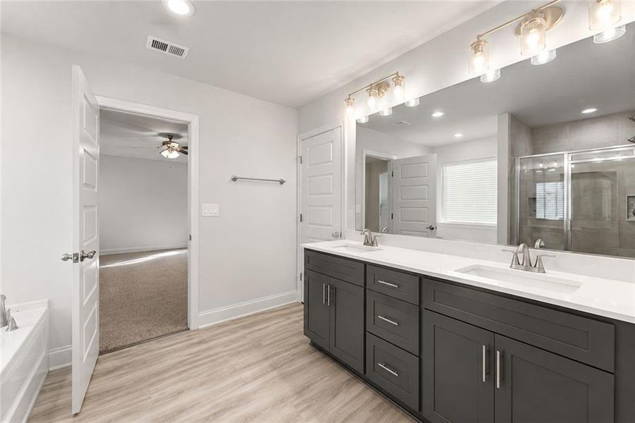 Furnished interior view inside a new home in Habersham Meadows, Demorest (Image 8). Furnished interior view inside a new home in Habersham Meadows, Demorest (Image 8).