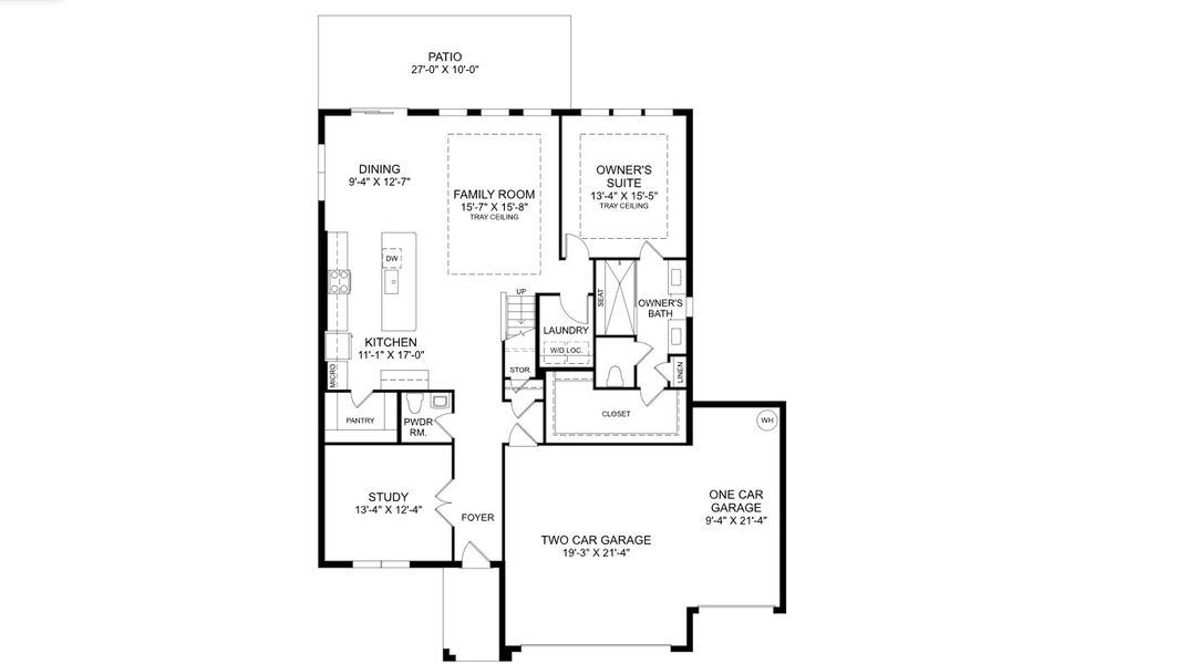 2D floor plan layout for the Serena by Ryan Homes in Lake Mattie Preserve Estates, Auburndale, FL (Image 1). 2D floor plan layout for the Serena by Ryan Homes in Lake Mattie Preserve Estates, Auburndale, FL (Image 1).