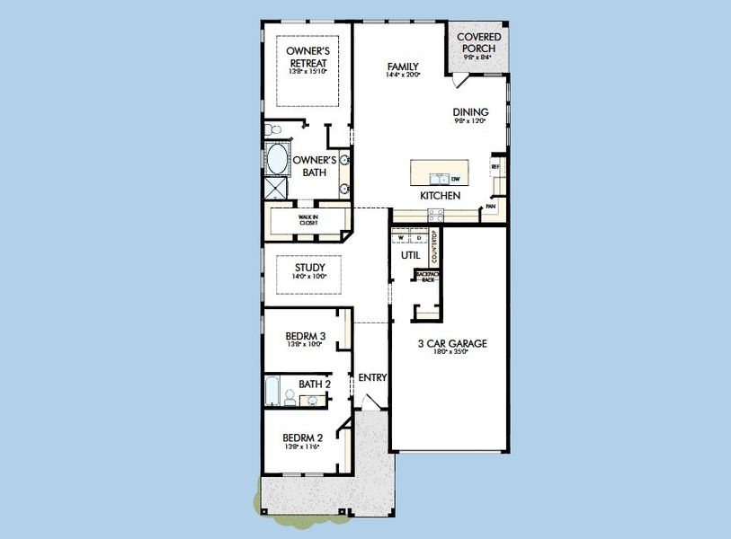 2D floor plan layout for the The Jasmine by David Weekley Homes in The George - Enclave Collection, Richmond, TX (Image 3). 2D floor plan layout for the The Jasmine by David Weekley Homes in The George - Enclave Collection, Richmond, TX (Image 3).