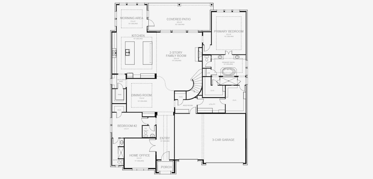 2D floor plan layout for the 4994W by Perry Homes in Sweetgrass 80', Haslet, TX (Image 3).