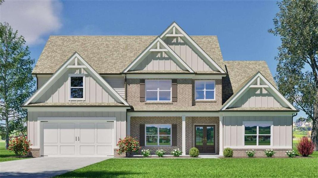 Front exterior of a new home in Spring Creek, Monroe, GA, highlighting curb appeal (Image 1).